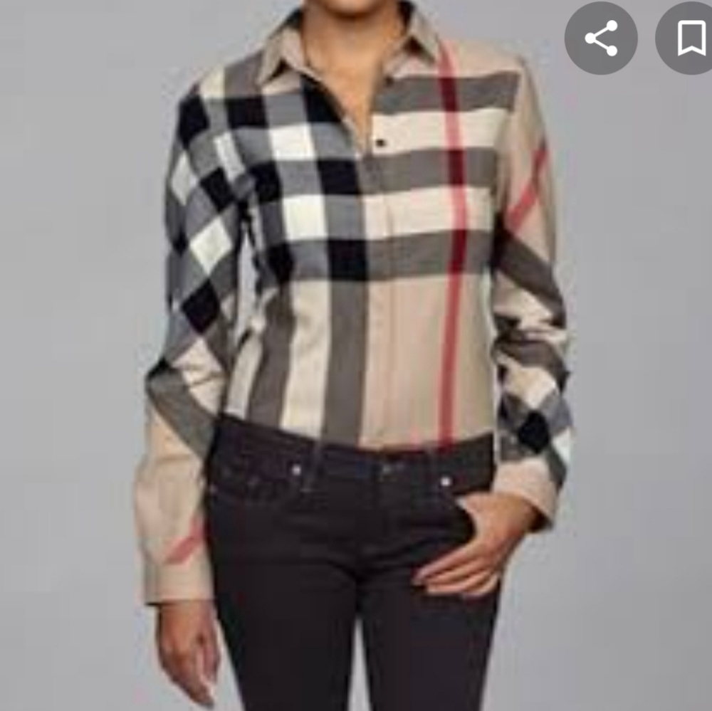 Burberry Women's Hidden Placket Check Button-down